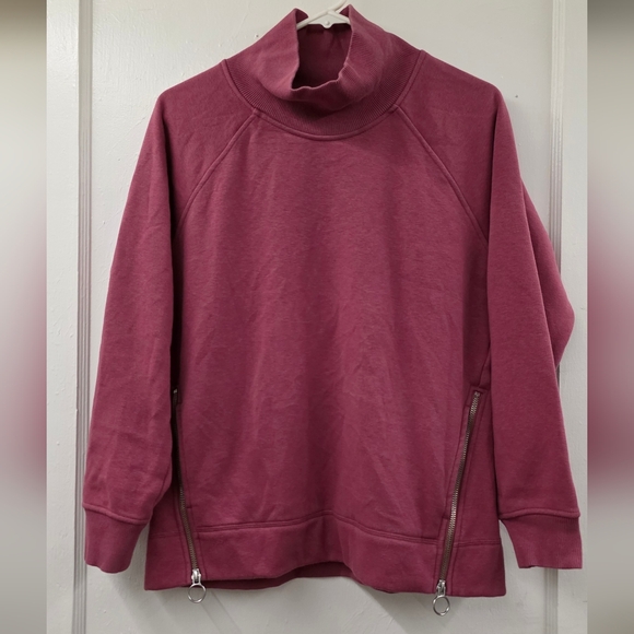 Athleta Tops - 🍁Athleta Cozy Karma Side Zip Funnel Neck Sweatshirt Victorian Berry Size SP EUC
